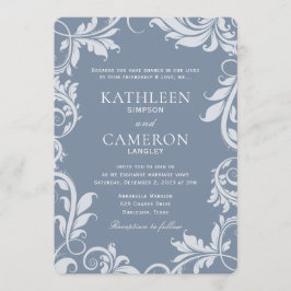 Invitación a la boda elegante | Hojas | Azul agita