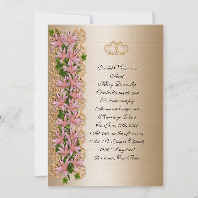 Invitación a la boda elegante lirio floral (Anverso)
