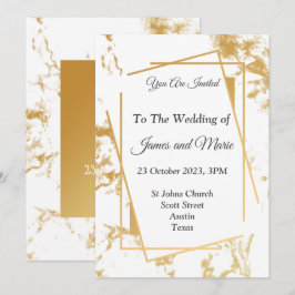 Invitación a la boda elegante, mármol dorado