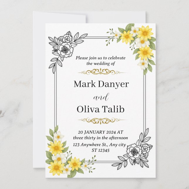 Invitación a la boda elegante - Moderna y romántic (Anverso)