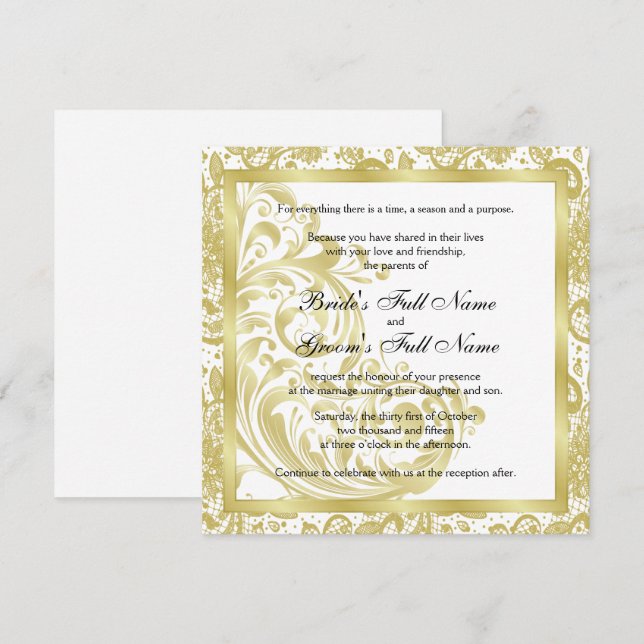Invitación a la boda elegante - Oro (Anverso / Reverso)