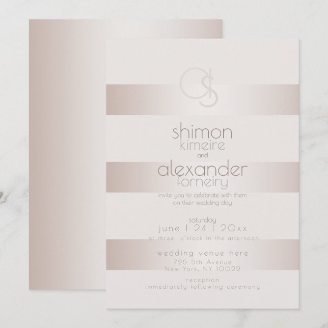 Invitación a la boda | Elegante perla Rubor modern (Anverso / Reverso)