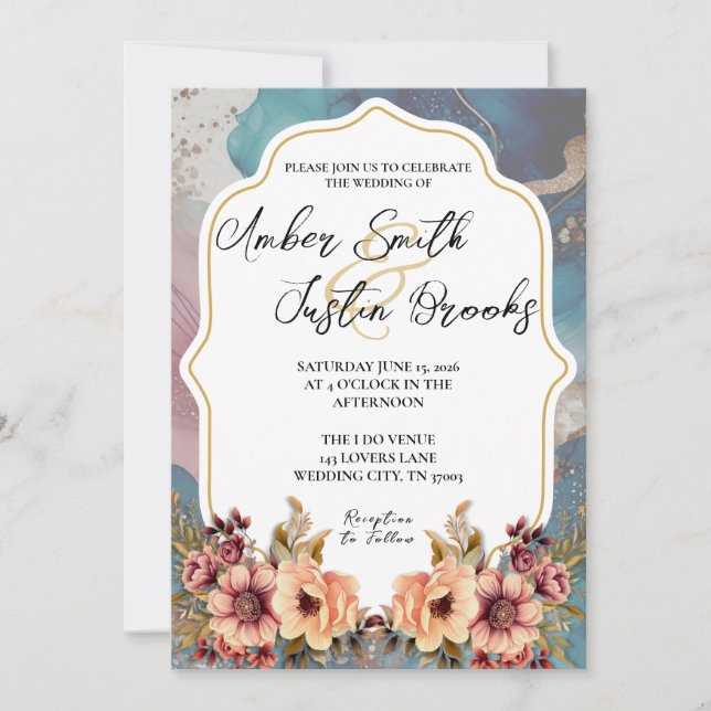 Invitación a la boda elegante - Plantilla editable (Anverso)