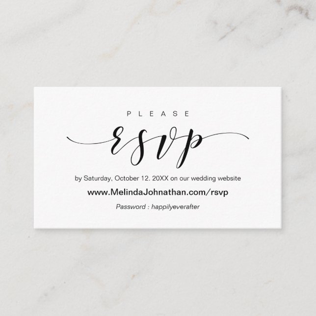 Invitación a la boda elegante, respuesta RSVP en l (Anverso)
