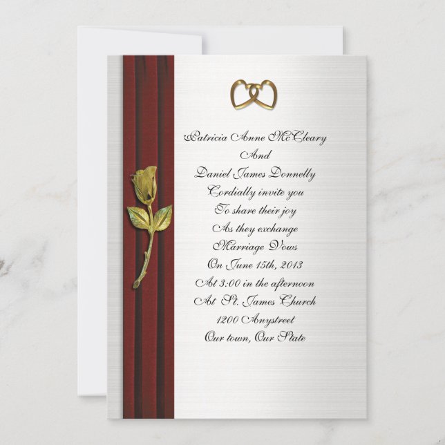 Invitación a la boda elegante rosa de oro de terci (Anverso)