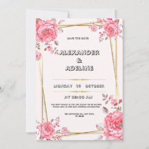 Invitación a la boda elegante rosa y blanca