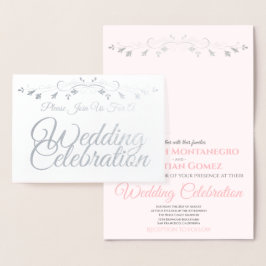 Invitación a la boda elegante rosa y gris Relieve 