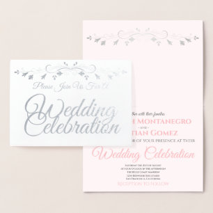 Invitación a la boda elegante rosa y gris Relieve