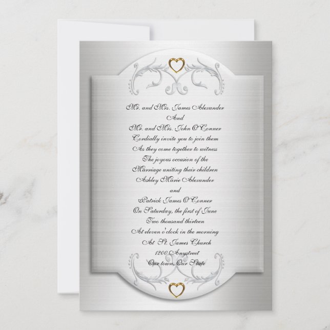 Invitación a la boda elegante satinado (Anverso)