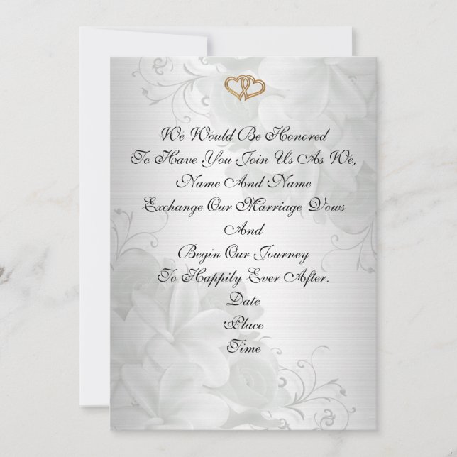 Invitación a la boda elegante satinado blanco flor (Anverso)