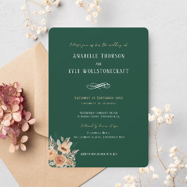 Invitación a la boda - Elegante verde oscuro flora