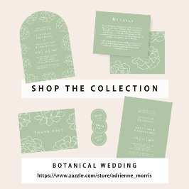 Invitación a la boda elegante verde y blanca