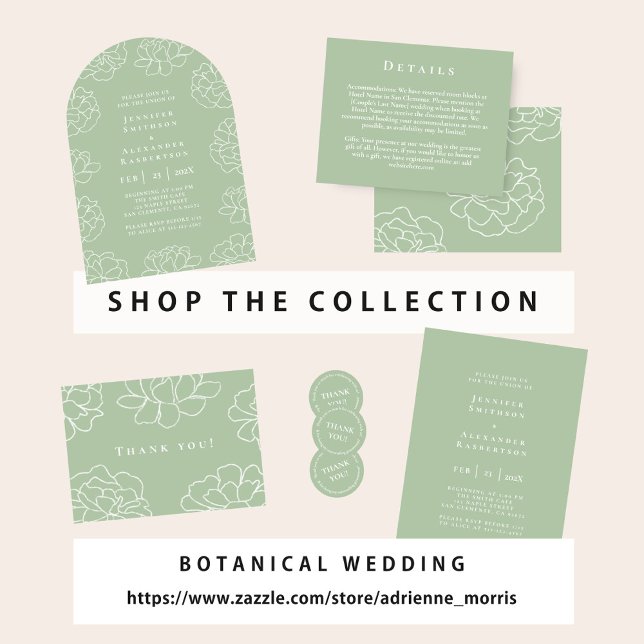 Invitación a la boda elegante verde y blanca (Subido por el creador)