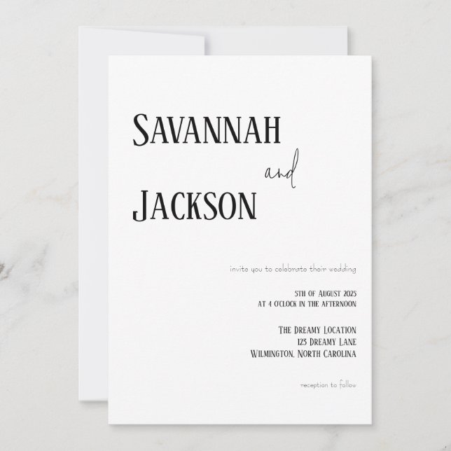 Invitación a la boda elegante y blanca moderna (Anverso)