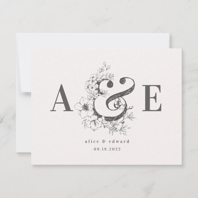 Invitación a la boda elegante y florida por mano (Anverso)