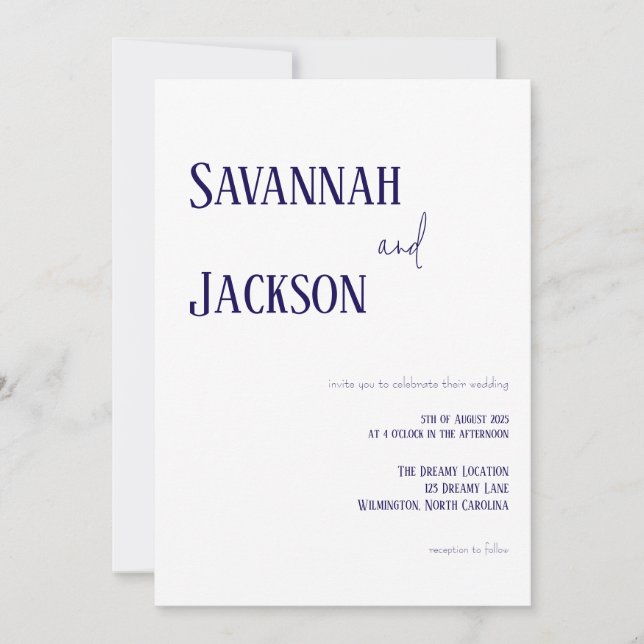 Invitación a la boda elegante y moderna de la Mari (Anverso)