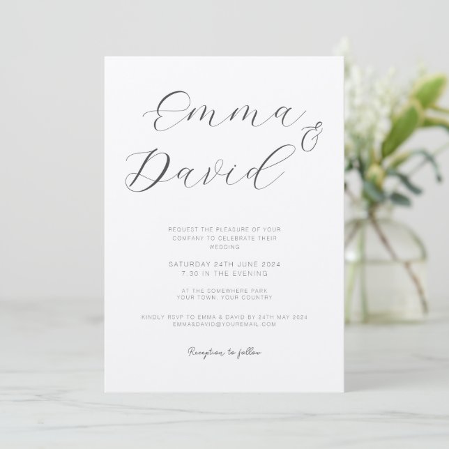 Invitación a la boda elegante y personalizada (Anverso de pie)