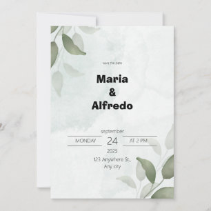 Invitación a la boda elegante y verde