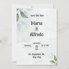 Invitación a la boda elegante y verde