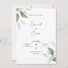 Invitación a la boda elegante y verde