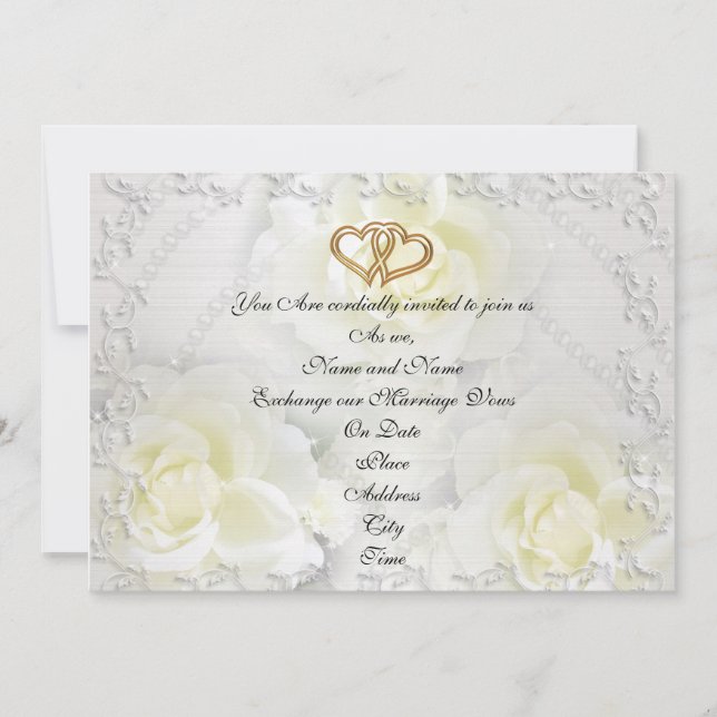 Invitación a la boda elegantes rosas blancas (Anverso)