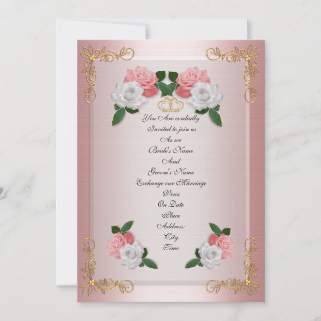 Invitación a la boda elegantes rosas rosadas forma (Anverso)