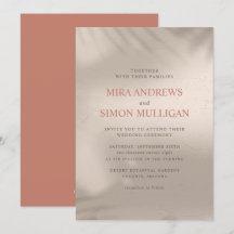 Invitación a la boda elemental de terracota y aren