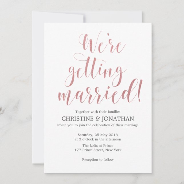 Invitación a la boda en acuarela de mármol rosa Ru (Anverso)