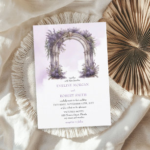 Invitación a la boda en arco de lavanda de color