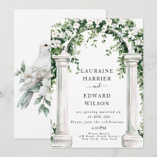 Invitación a la boda en arco floral botánico