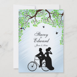 Invitación a la boda en bicicleta de Blue Skies