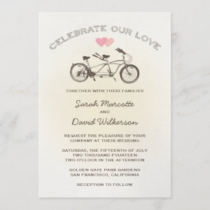 Invitación a la boda en bicicleta de tándem amaril