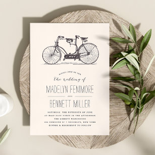 Invitación a la boda en bicicleta de tándem vintag