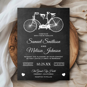 Invitación a la boda en bicicleta del tándem retro