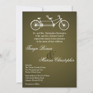 Invitación a la Boda en Bicicleta Doble Parda 5x7
