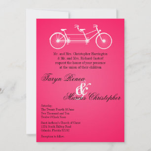 Invitación a la Boda en Bicicleta Doble Rosa 5x7