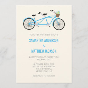 Invitación a la boda en bicicleta tándem - Azul