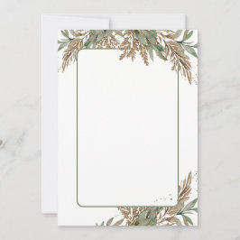 Invitación a la boda en blanco - follaje verde y m