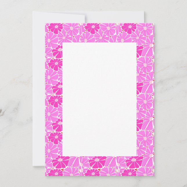 Invitación a la boda en blanco - margarita rosa (Anverso)