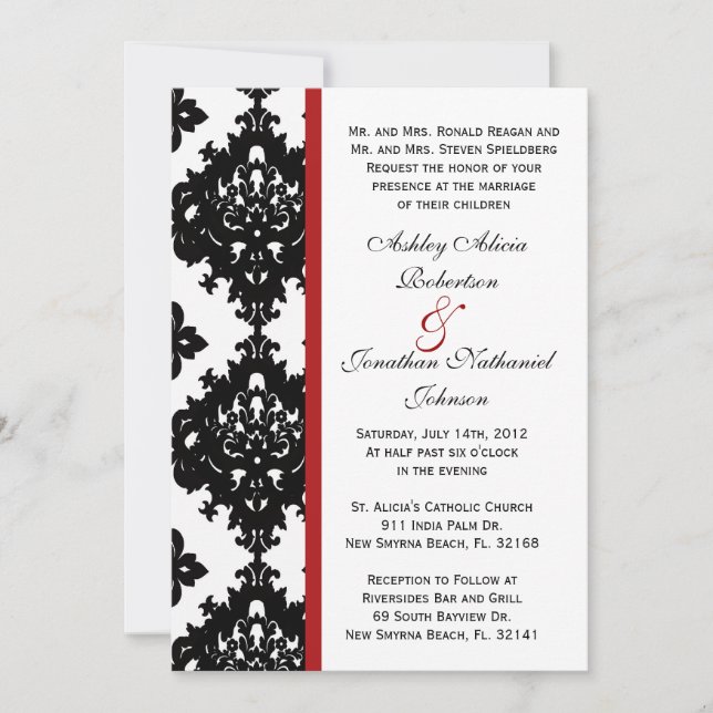 Invitación a la boda en blanco y negro (Anverso)