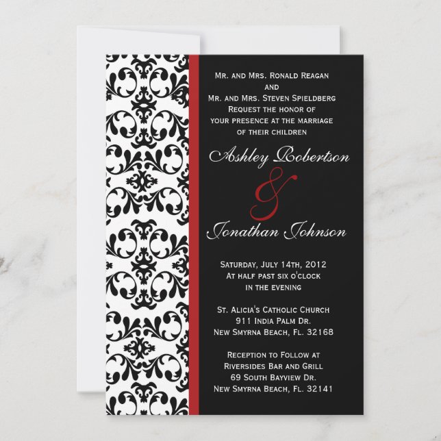 Invitación a la boda en blanco y negro (Anverso)