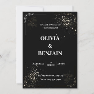 Invitación a la boda en blanco y negro