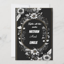 Invitación a la boda en blanco y negro