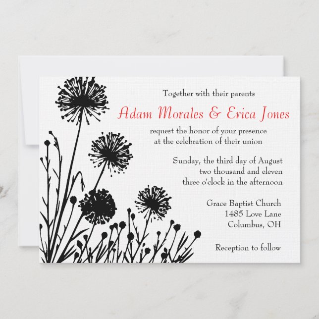 Invitación a la boda en blanco y negro (Anverso)