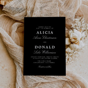 invitación a la boda en blanco y negro