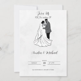 Invitación a la boda en blanco y negro