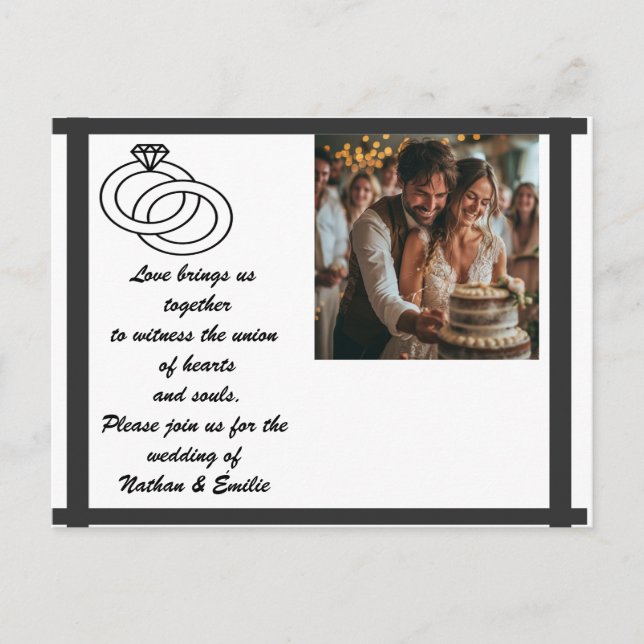 Invitación a la boda en blanco y negro (Anverso)
