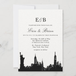 Invitación a la boda en blanco y negro de NYC