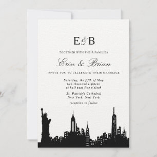 Invitación a la boda en blanco y negro de NYC