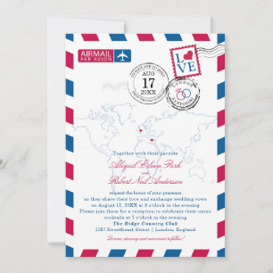 Invitación a la boda en el Airmail de Londres y Sa